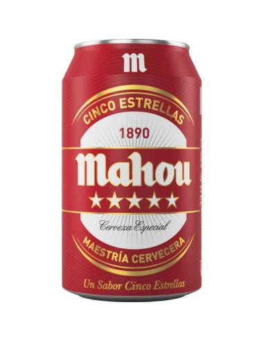 CERVEZA MAHOU 5 ESTRELLAS BOTE 330 ML