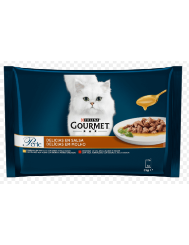 COMIDA GATOS GOURMET PERLE BUEY PK-4 X 8