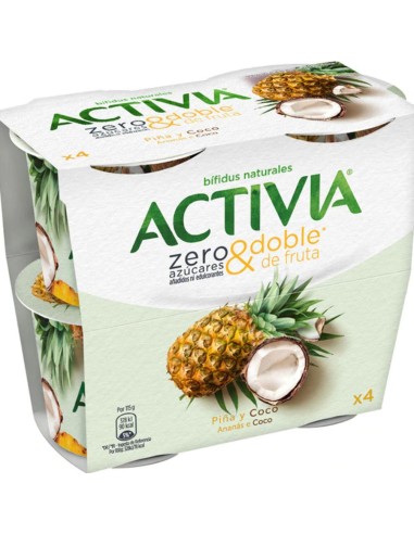 ACTIVIA ZERO AZUCARES AÑADIDOS PIÑA Y COCO X 2