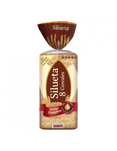 PAN SILUETA  8 CEREALES BIMBO SIN CORTEZA 450 GR 