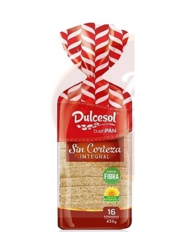 PAN DE MOLDE INTEGRAL SIN CONTEZA  400 GR. DULCESOL