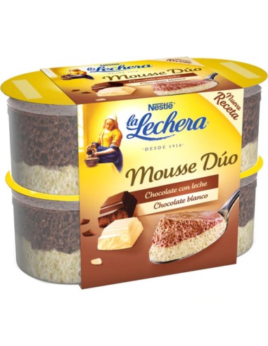 MOUSSE DUO CHOCOLATE BLANCO LA LACHERA X 4