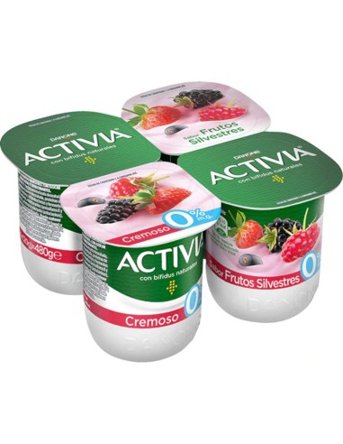 ACTIVIA 0 % CREM. FRUTOS SILVESTRE X 4