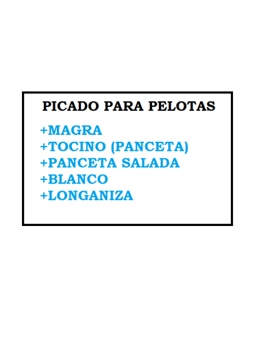 CARNE PICADA PARA PELOTAS EL KG SALE A: