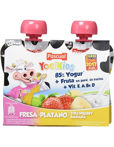 PASCUAL YOGIKIDS POUCH FRESA-PLATANO 80GR PK-2