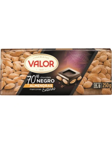 CHCTE. VALOR NEGRO 70% ALMENDRAS 250 GRS