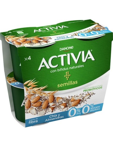 ACTIVIA 0 % CHIA Y ALMENDRAS X 4