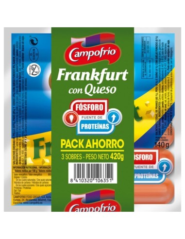 SALCHICHAS FRANKF. CAMPOFRIO QUESO PK-3