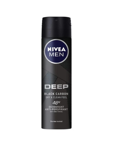 NIVEA DESOD, SPARY 150 ML. MEN DEEP CARBON DARK WOOD