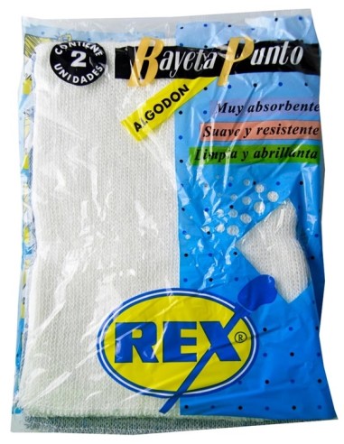 BAYETA REX  PUNTO BLANCA + AZUL PK-2