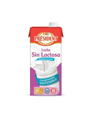 LECHE PRESIDENT SIN LACTOSA SEMI BRIK 1