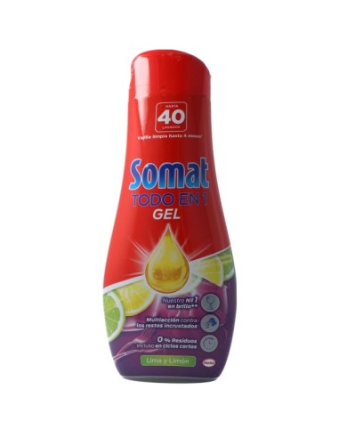 SOMAT LAVAVAJILLAS  DETERG. GEL 40 LAV. LIMA LIMON 