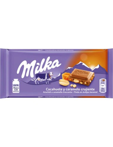 MILKA CACAHUETE Y CARAMELO CRUJIENTE 100 GR