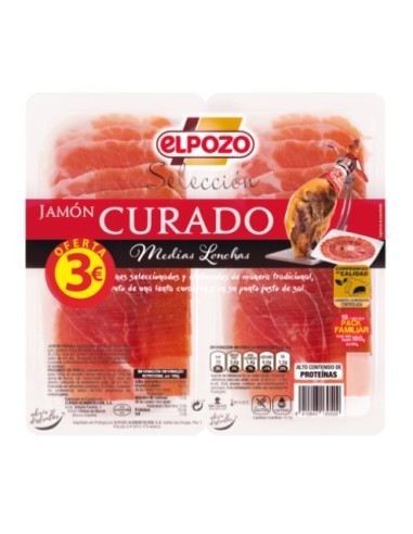 JAMON CURADO MEDIAS LONCHAS 2 X 90 