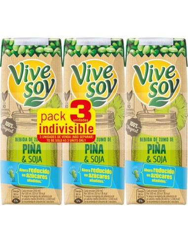 ZUMO SOJA VIVE-SOY PIÑA 250 CC PK-3