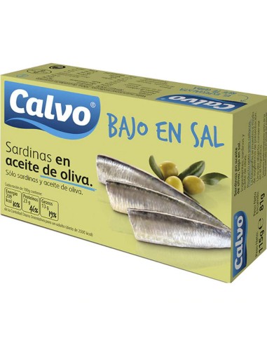 SARDINAS CALVO S/SAL ACEITE OLIVA 120 GR