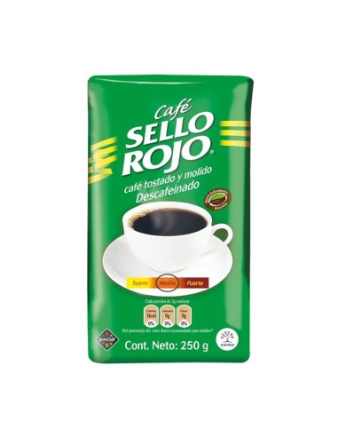 CAFE SELLO ROJO DESCAFEINADO MOLIDO FUNDA 250 GR 