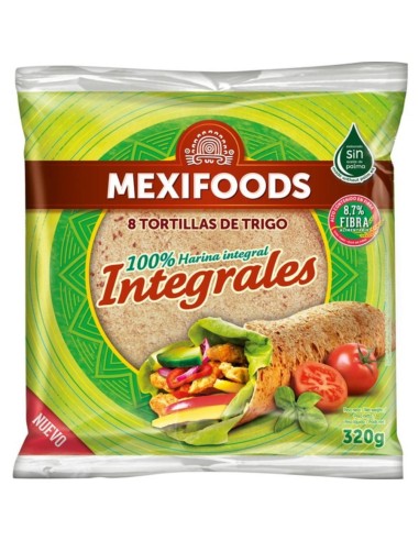 FAJITAS DE TRIGO INTEGRALES MEXIFOODS 20 CM 8 UNIDADES