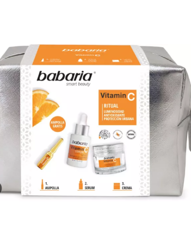 ESTUCHE BABARIA CREMA + SERUM + AMPOLLA VITAMINA C 