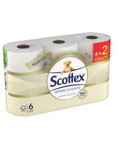 HIGIENICO SCOTTEX DERMO CUIDADO 4+2 6 R