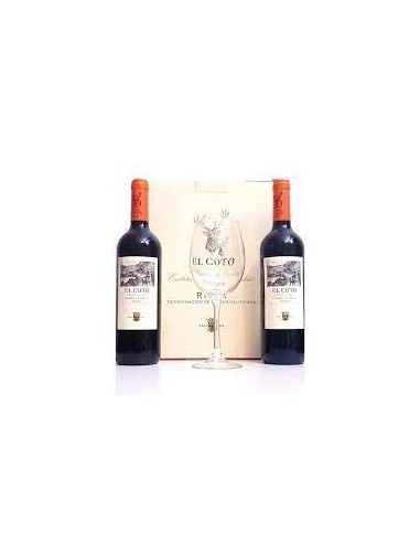 ESTUCHE VINOS EL COTO 2 BOTELLAS + COPA