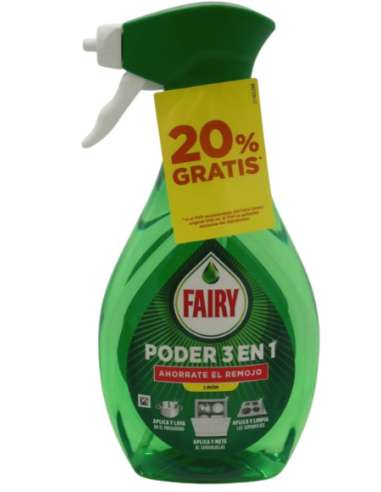 FAIRY VAJ.500ML SPRAY PODER 3 EN 1 LIMON 20%GRATIS