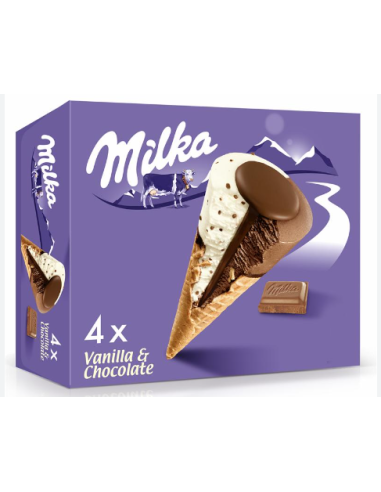 CONO MILKA VAINILLA / CHOCOLATE NESTLE 4 UNIDADES 