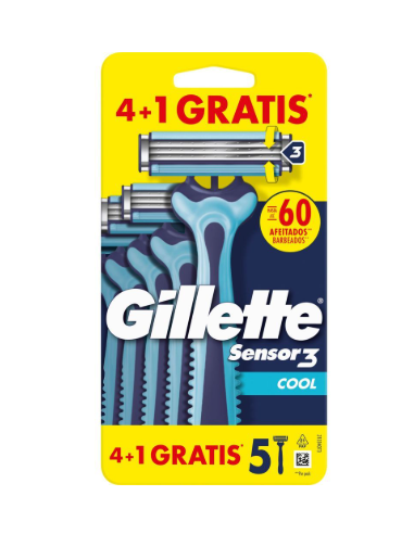 GILLETTE MAQUINILLA SENSOR-3 COOL 4UD+1 GRATIS