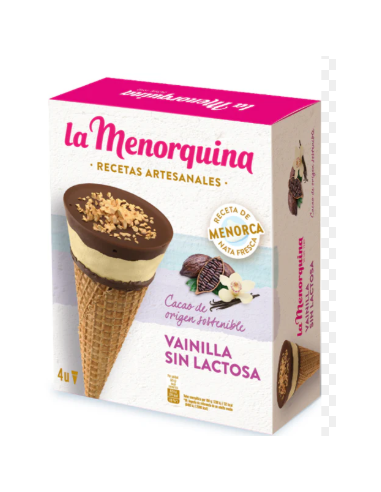 PACK CONO VAINILLA SIN LACTOSA 4UND MENORQUINA