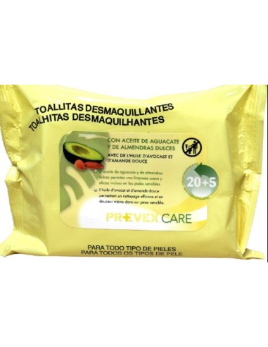 PREVEX TOALLITAS DESMAQUILLANTES 20+5