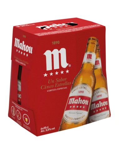 CERVEZA MAHOU 5 ESTRELLAS 250 ML PK-6 BO
