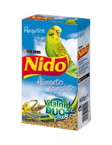 COMIDA PERIQUITOS NIDO PQT. 400 GRS,