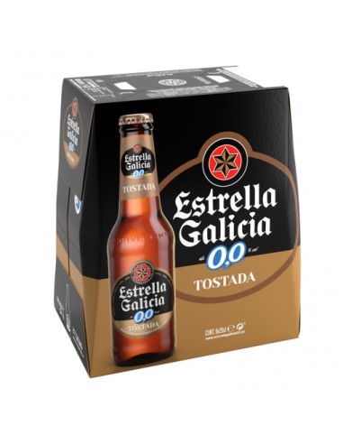 CERVEZA ESTRELLA GALICIA  TOSTADA 0,0 BOTELLÍN PACK- 6