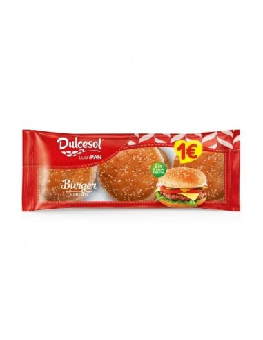 PAN DE HAMBURGUESA DULCESOL 4 UNIDADES