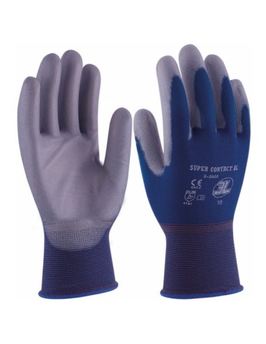 GUANTE SUPER CONTAC POLIURETANO T-9 AZUL-GRIS