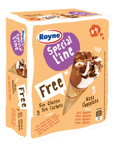 CONO ROYNE SIN GLUTEN Y SIN LACTOSA NATA Y CHOCOLATE 
